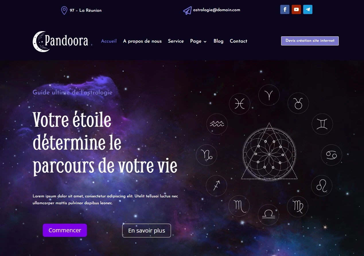 Création site internet astrologie Réunion
